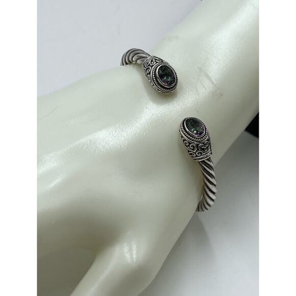 Sterling‎ Silver Artisan 925 Mystic
Quartz Balinese Hinge Bangle Bracelet 20g - Picture 2 of 14